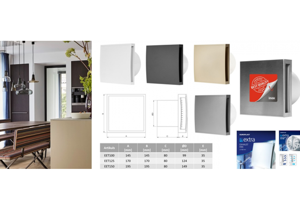 Klusums, kvalitāte un stils: EUROPLAST E-EXTRA sērijas EET ventilatori Klusums, kvalitāte un stils: EUROPLAST E-EXTRA sērijas EET ventilatori