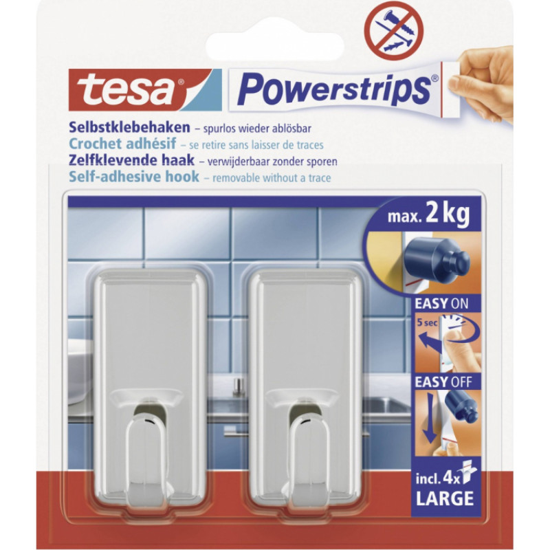 Tesa Āķi Tesa Powerstrips klasiski, hromēti, 2 gab - gab