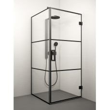 Stikla Serviss dušas stūris Monika Black Deep2, 900x900 mm, h=2000, melns/caurspīdīgs stikls