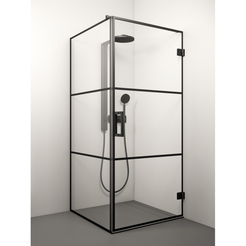 Stikla Serviss dušas stūris Monika Black Deep2, 900x900 mm, h=2000, melns/caurspīdīgs stikls
