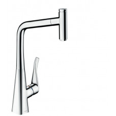 Hansgrohe virtuves izlietnes maisītājs ar izvelkamu dušu Metris Select M71 320 1jet, hroms