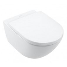 Villeroy & Boch pods ar QR/SC vāku Subway 3.0 Rimless, stiprināms pie sienas, 370x560 mm, TwistFlush, SupraFix, balt
