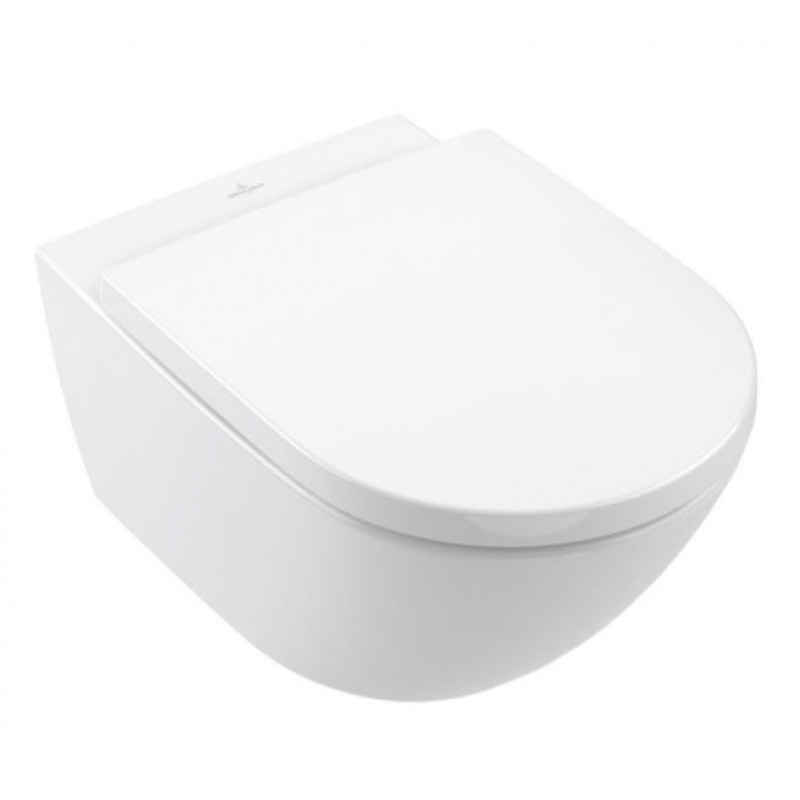 Villeroy & Boch pods ar QR/SC vāku Subway 3.0 Rimless, stiprināms pie sienas, 370x560 mm, TwistFlush, SupraFix, balt