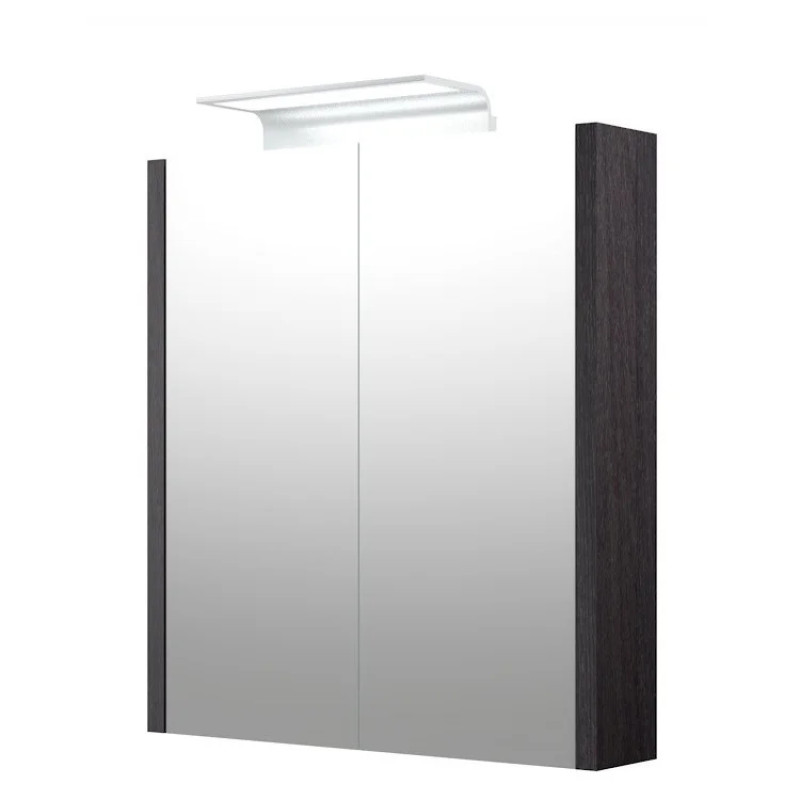 Raguvos Baldai spoguļskapis ar apgaismojumu Serena 600x120 mm, h=650 mm, 2D,black oak