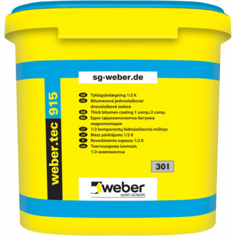 Weber Tec 915 Bituma hidroizolācija - līmjava (mastika), 30l