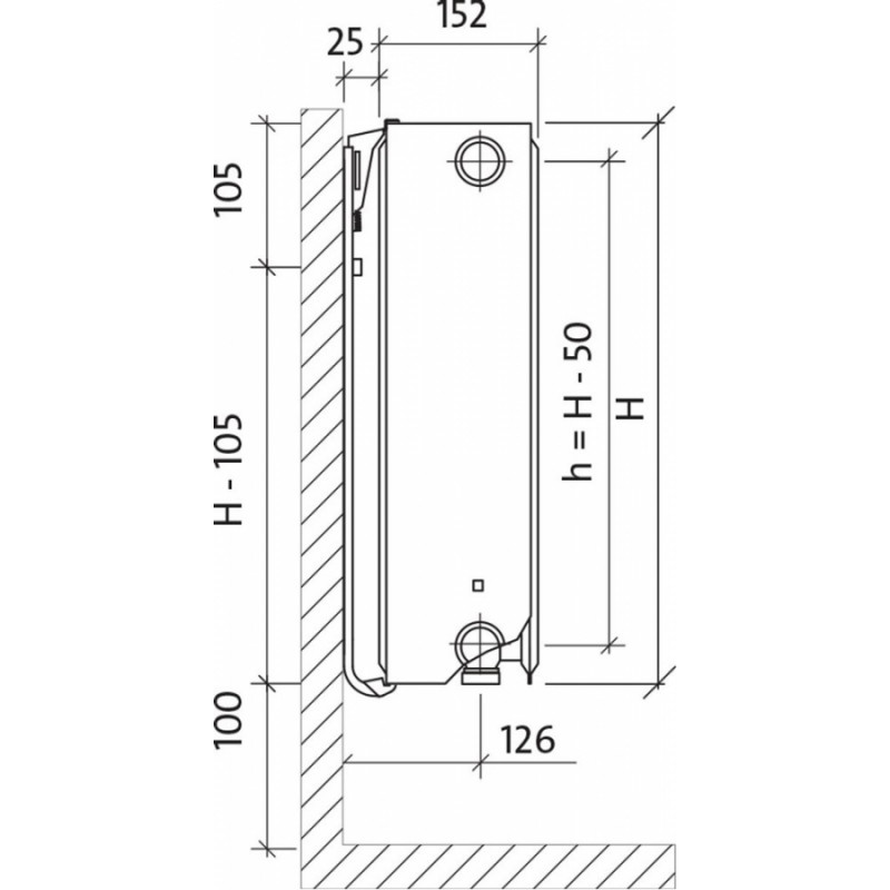 Purmo Tērauda paneļu radiators Purmo Ventil Compact Tips 33 H600/L1100 - gab.