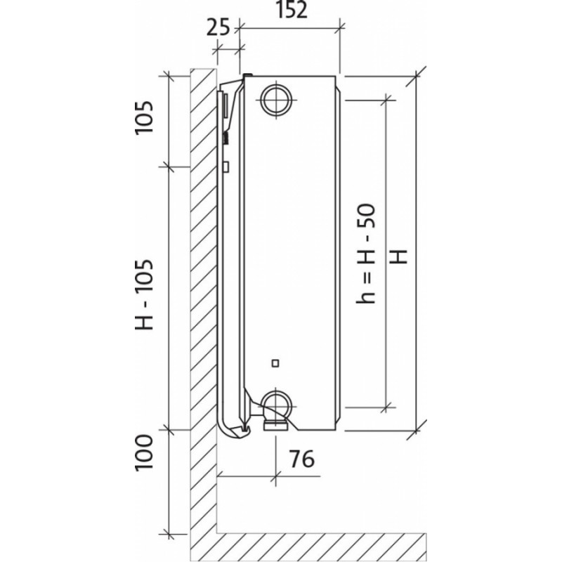 Purmo Tērauda paneļu radiators Purmo Ventil Compact Tips 33 H600/L1100 - gab.