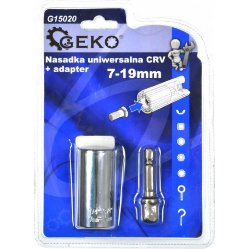 Geko Universālā muciņa Geko 7-19mm 3/8'' - gab