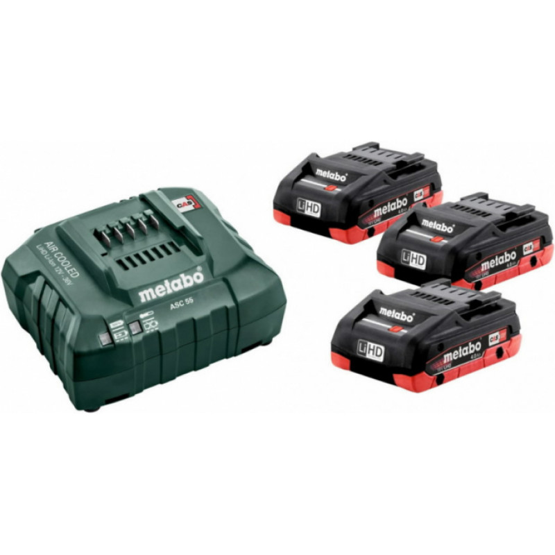 Metabo Komplekts Metabo 3x 4.0 Ah LiHD + ASC 55, 685132000 - gab