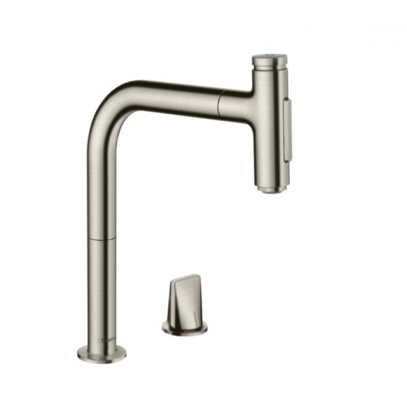 Hansgrohe virtuves izlietnes maisītājs ar izvelkamu dušu Metris Select M71 200 2jet, stainless steel optic + s