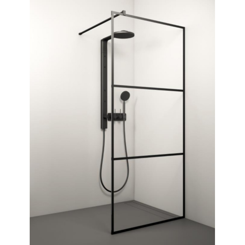 Stikla Serviss dušas siena Kaira Black Deep 2, 1200 mm, h=1250 mm, melns/matēts balts stikls