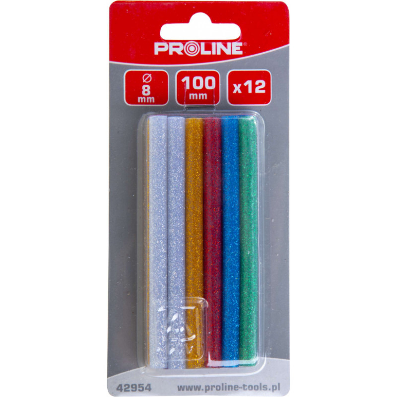 Proline Brusiņi līmes 8x100mm krāsaini mirdzoš.12gb Proline