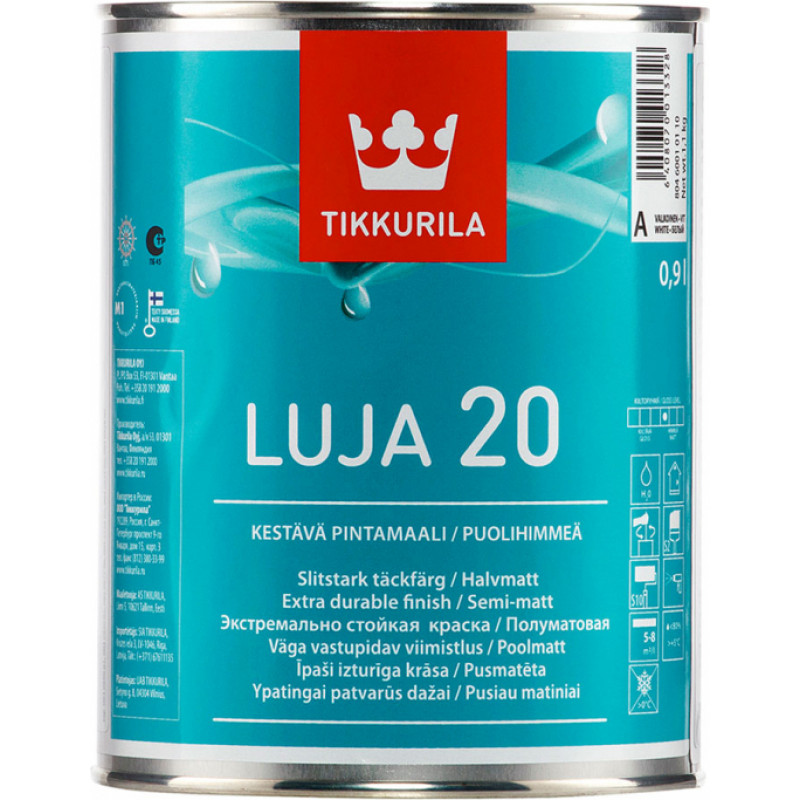 Tikkurila Krāsa Tikkurila Luja 20 Pusmatēta A-Bāze 0.9L - gab