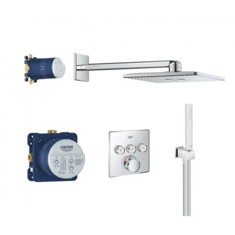 Grohe Grohtherm SmartControl Rainshower 310 Cube Iebūvējama dušas sistēma ar termostatu, hroms