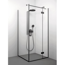 Stikla Serviss dušas stūris Lorena Black, 900x900 mm, h=2000, melns/caurspīdīgs stikls