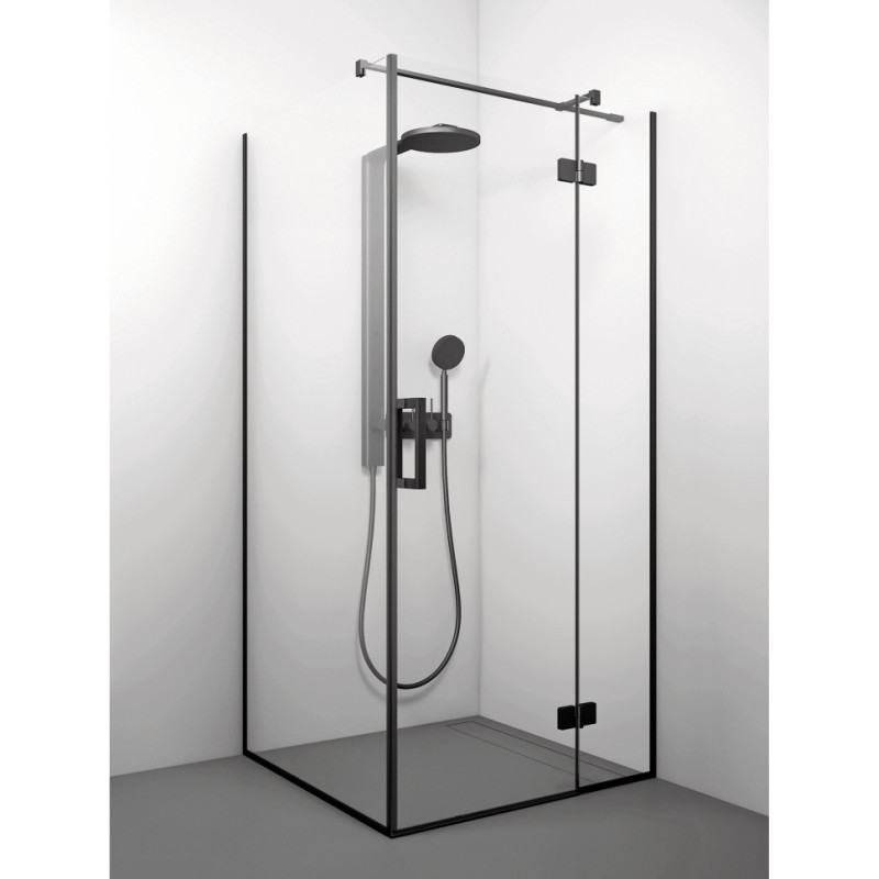 Stikla Serviss dušas stūris Lorena Black, 900x900 mm, h=2000, melns/caurspīdīgs stikls