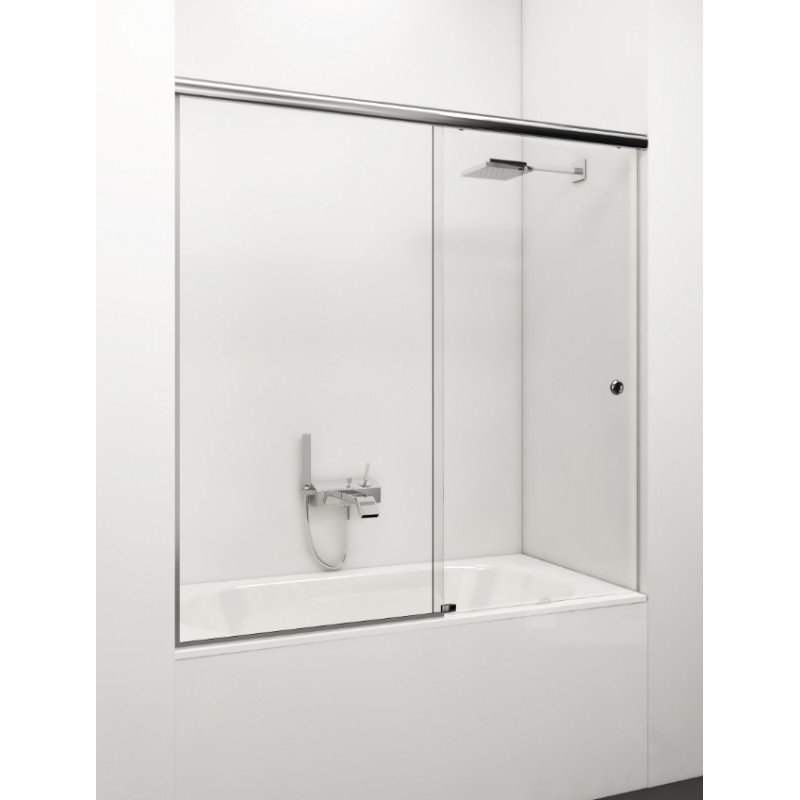 Stikla Serviss vannas siena Arianna, 1700 mm, h=1500, hroms/caurspīdīgs stikls