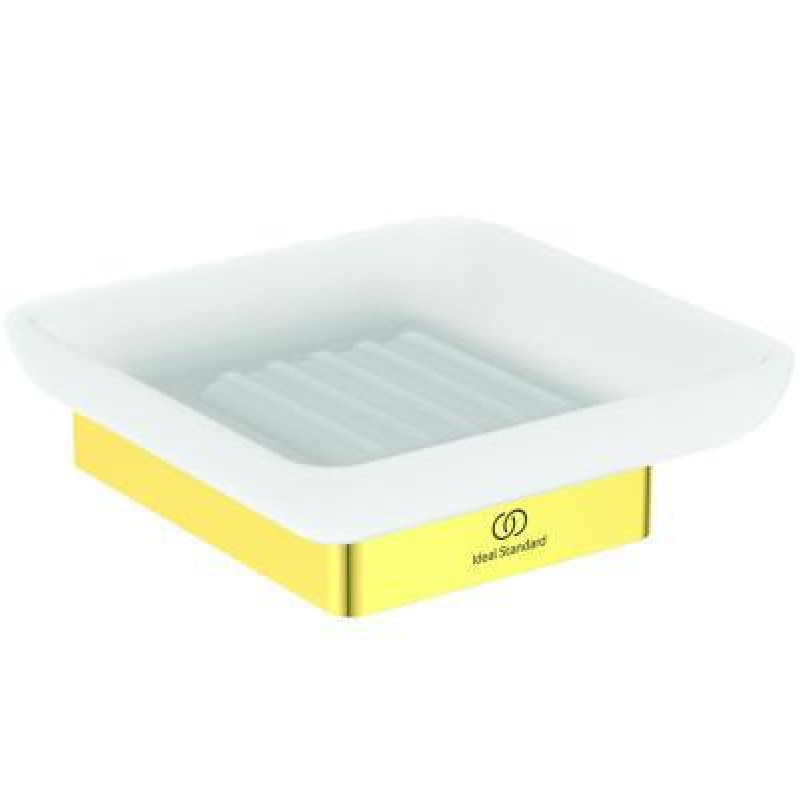 Ideal Standard ziepju trauks ar turētāju Conca, brushed gold/matēts stikls