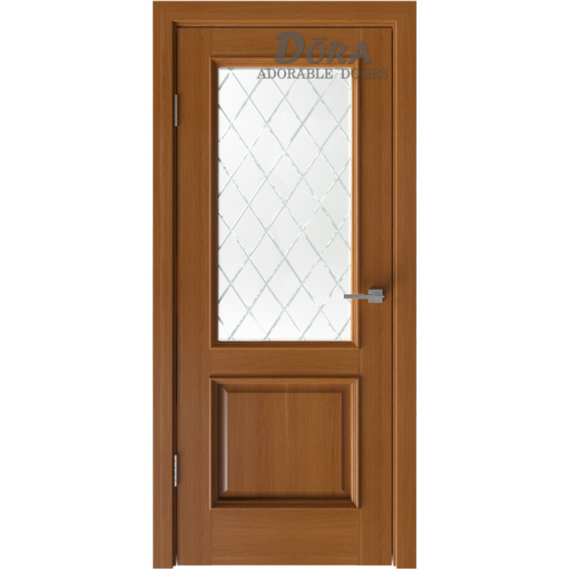 Dora Grand D3, Zelta ozols, Finierētu Durvju Komplekts - Vērtne, Kārba, 2 Eņģes, Stiklotas, G60x200cm