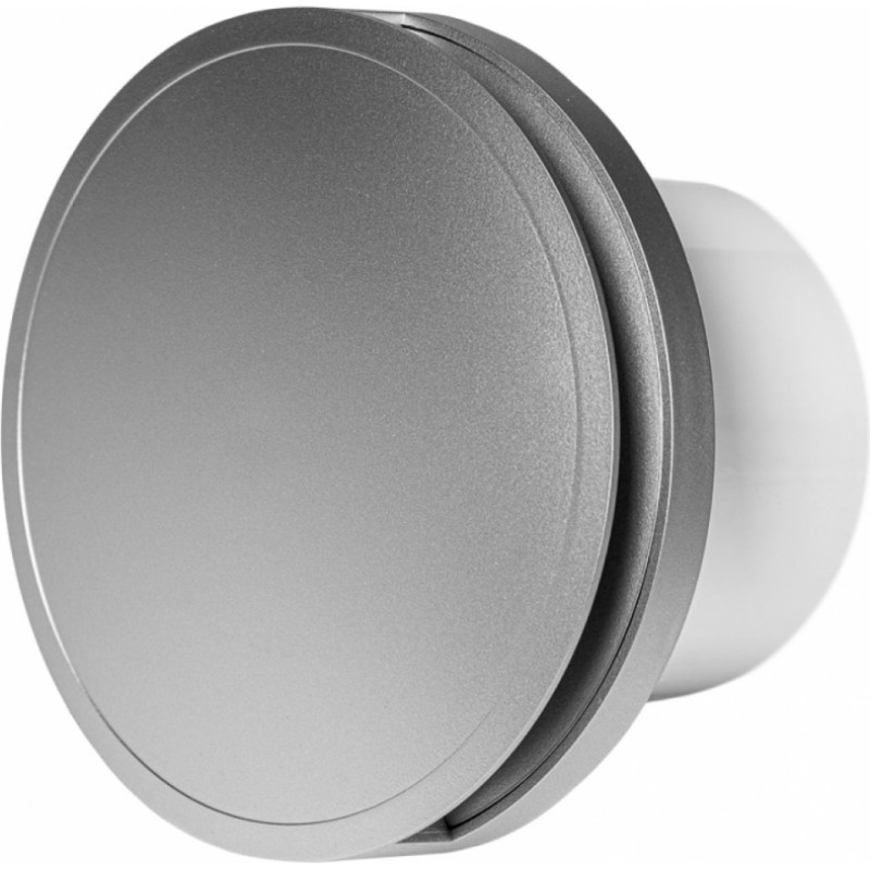 Europlast elektroventilators, apaļš E-EXTRA, Ø100mm ar noslēgvāku, lodīšu gultni, taimeri, sudraba