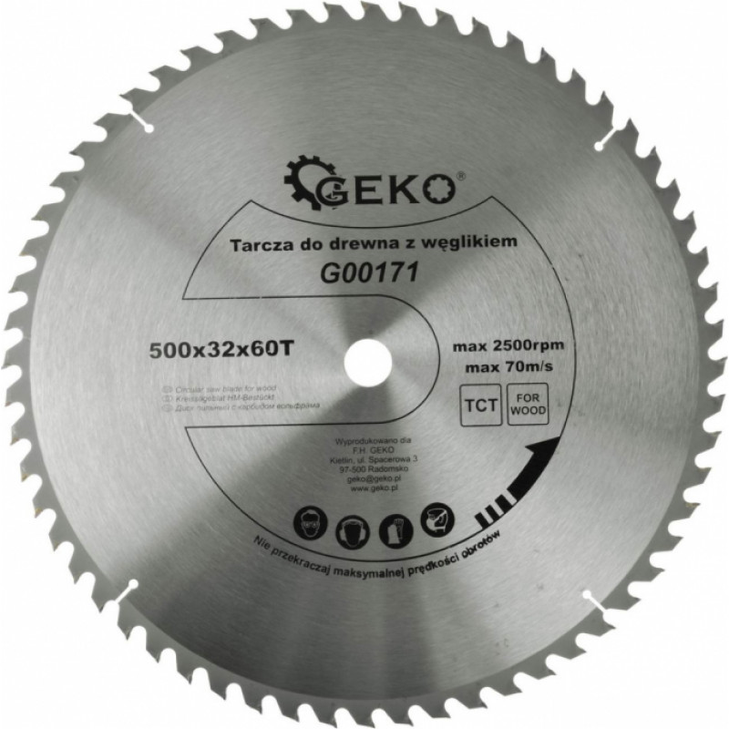 Geko Zāģripa TCT, kokam, 500x32x60T, G00171 GEKO