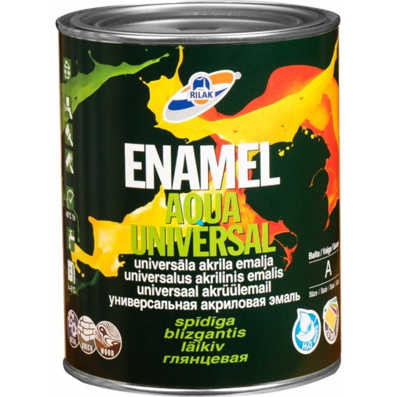 Rilak Akrila emalja RILAK ENAMEL AQUA UNIVERSAL Spīdīga A-Bāze 0.9L - gab