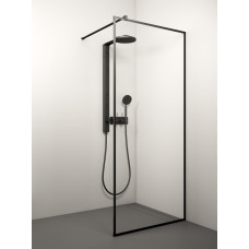 Stikla Serviss dušas siena Kaira Black alu, 800 mm, h=2000, melns/caurspīdīgs stikls