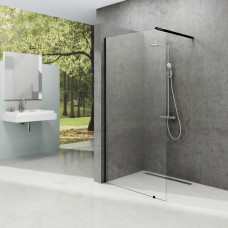 Ravak dušas siena Walk-In, 1000 mm, h=2000, bez stiprinājumiem, melns/caurspīdīgs stikls