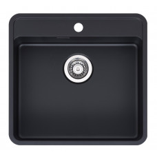 Reginox virtuves izlietne Ohio 50x40 Tapwing (L), viena bļoda, 540x510 mm, ar maisītāja caurumu, jet black
