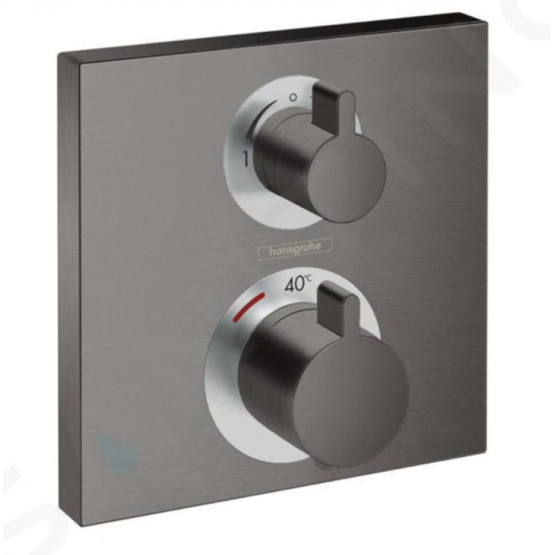 Hansgrohe iebūvējamā termostata Ecostat Square virsapmetuma daļa, ar 2 izejām, brushed black chrome