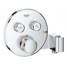 Grohe dušas termostata SmartControl round virsapmetuma daļa, ar 2 izejām, ar dušas turētāju, hroms