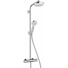 Hansgrohe Crometta 160 1jet Showerpipe ar augšējo dušu, rokas dušas klausuli un termostatu, balts/hroms - gab.