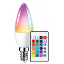 Besk LED spuldze 6W C37 E14 3000k RGB ar pulti BESK