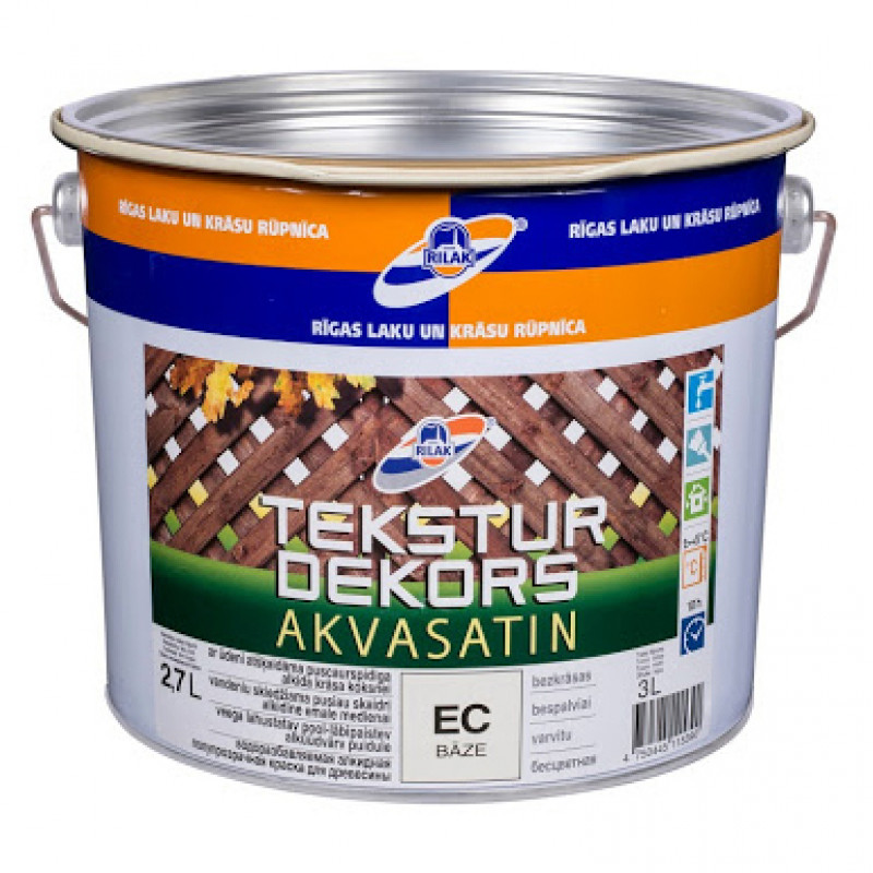 Rilak Alkīda krāsa koksnei RILAK TEKSTURDEKORS AKVASATIN Puscaurspīdīga 2.7L - gab.