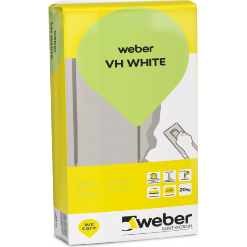 Weber VH White balta mitrumizturīga nobeiguma špaktele, 20kg