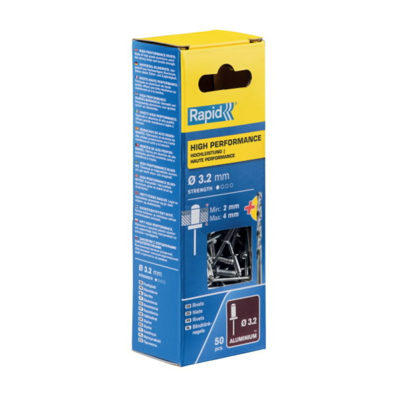 Rapid Kniedes Al 3,2x8mm, 50 gab. + Drill C, Rapid
