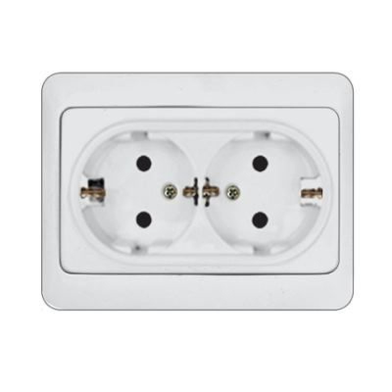 - Divvietīga rozete ar zemējumu balta Vilma SL250 RP16-021 z/a