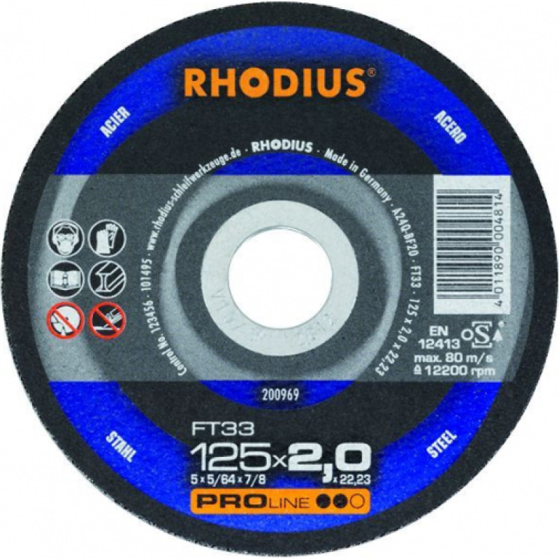 Rhodius Griešanas diski FT33 125x2.0x22.23 - gab.