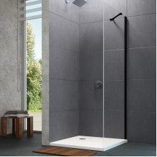 Huppe dušas siena Design pure, 900 mm, h=1900, melns/caurspīdīgs stikls AP