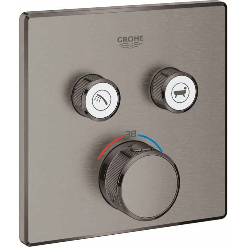 Grohe iebūvējamā dušas termostata SmartControl virsapmetuma daļa, ar 2 izejām, brushed hard graphite
