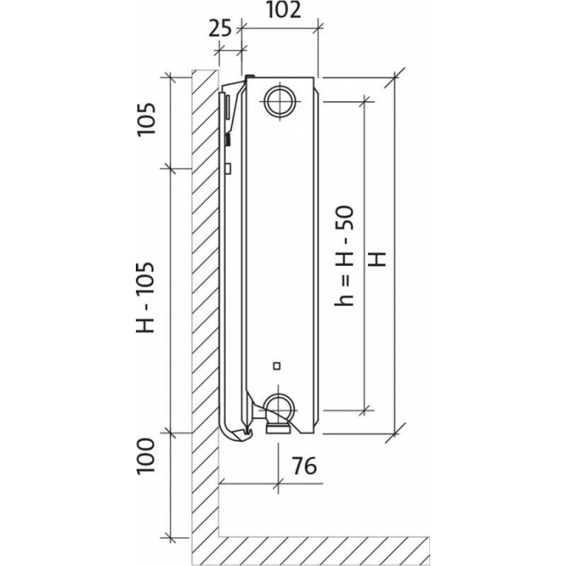 Purmo Tērauda paneļu radiators Purmo Ventil Compact Tips 22 H500/L600 - gab.