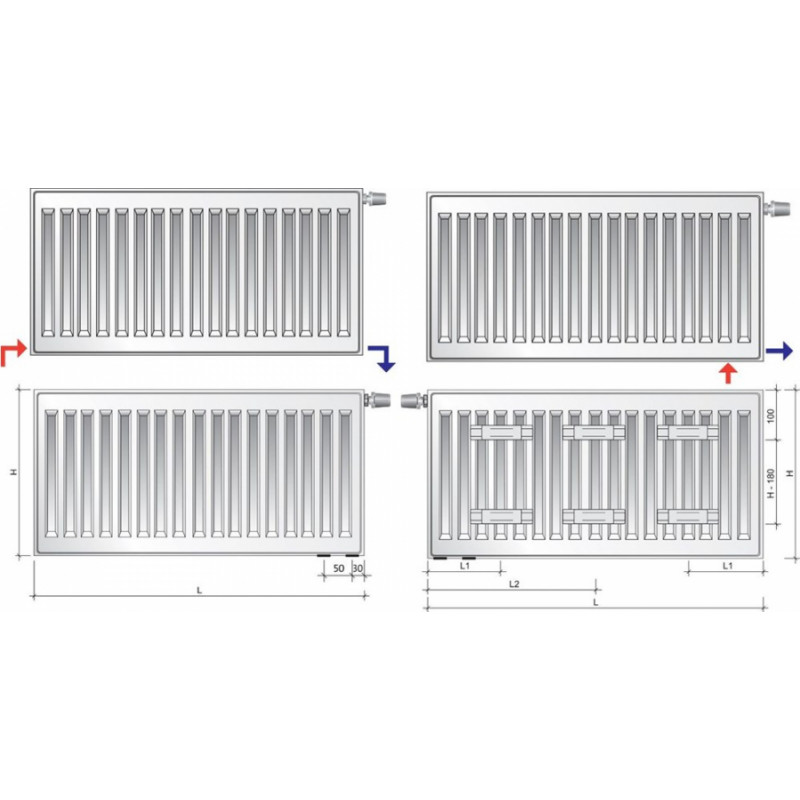 Purmo Tērauda paneļu radiators Purmo Ventil Compact Tips 22 H500/L600 - gab.