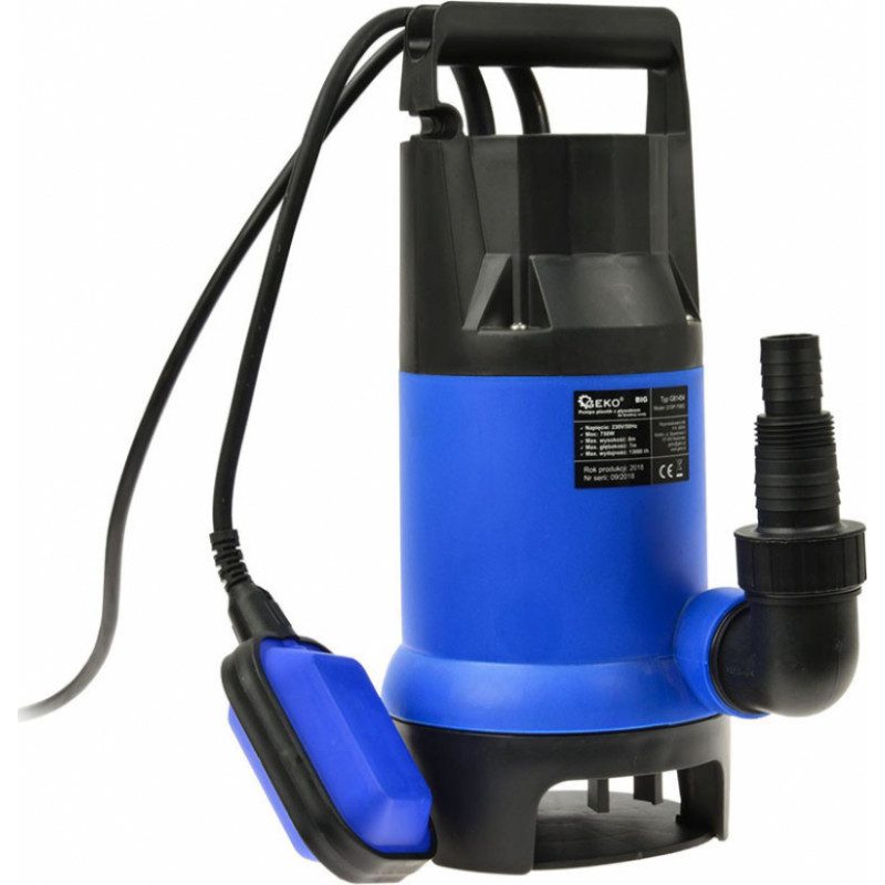 Geko Sūknis netīram ūdenim, ar slēdzi, iegremdējams, 750W, 13000l/h, G81454 Geko