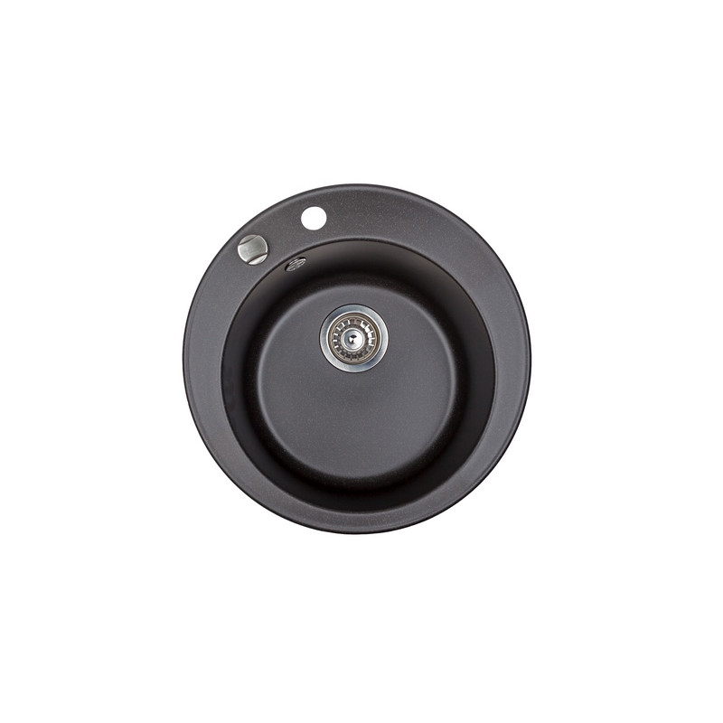 Granite Virtuves izlietne GRANITE VELA, D49cm, melna - gab