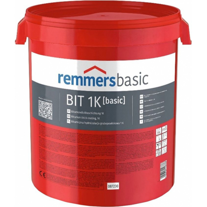 Remmers Bituma-polimērā mastika REMMERS Bit 1K basic, melna, 30L - gab