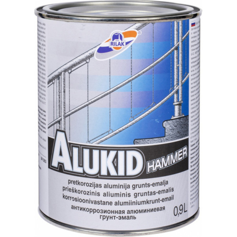 Rilak Pretkorozijas alkīda alumīnija grunts-emalja RILAK ALUKID HAMMER 0.9L - gab