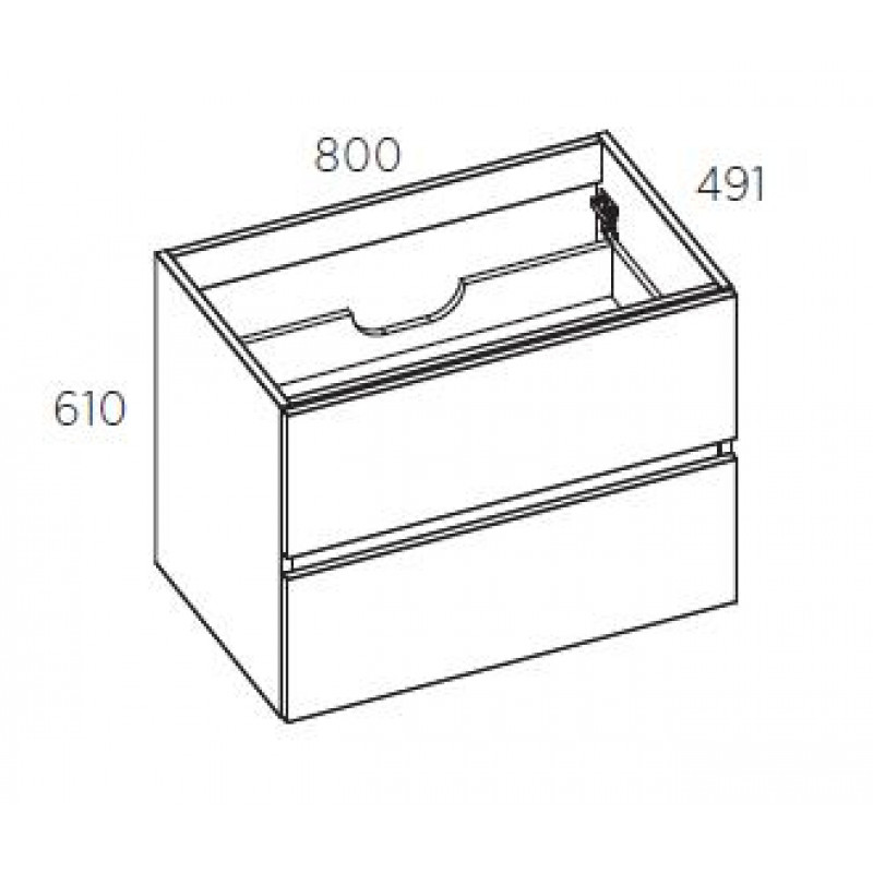 Balteco izlietnes skapītis Grada, 800x491 mm, h=610 mm, 2A, graphite