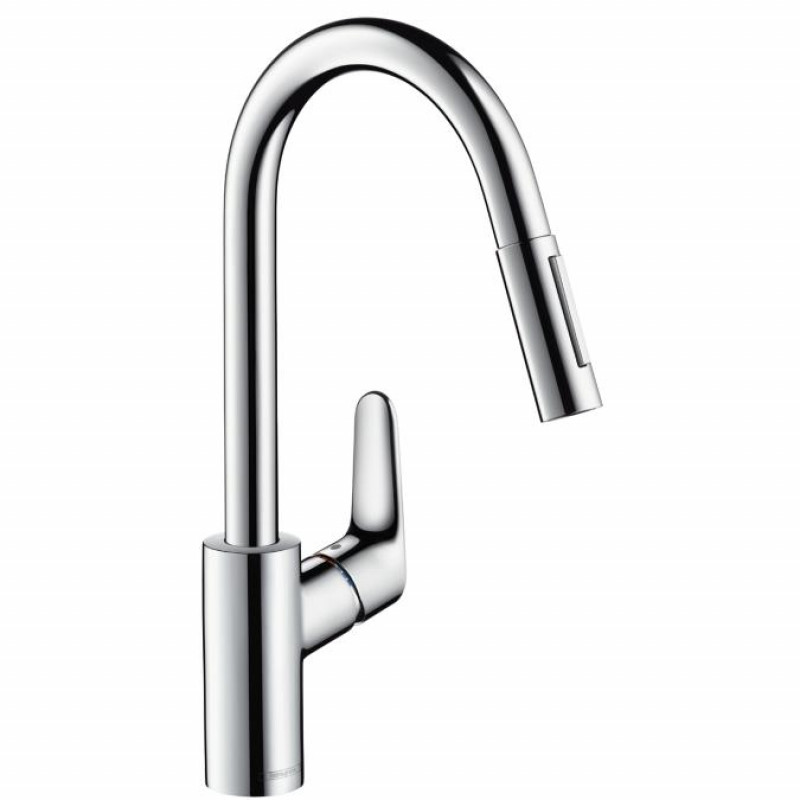 Hansgrohe virtuves izlietnes maisītājs ar izvelkamu dušu Focus M41 240 2jet, stainless steel optic