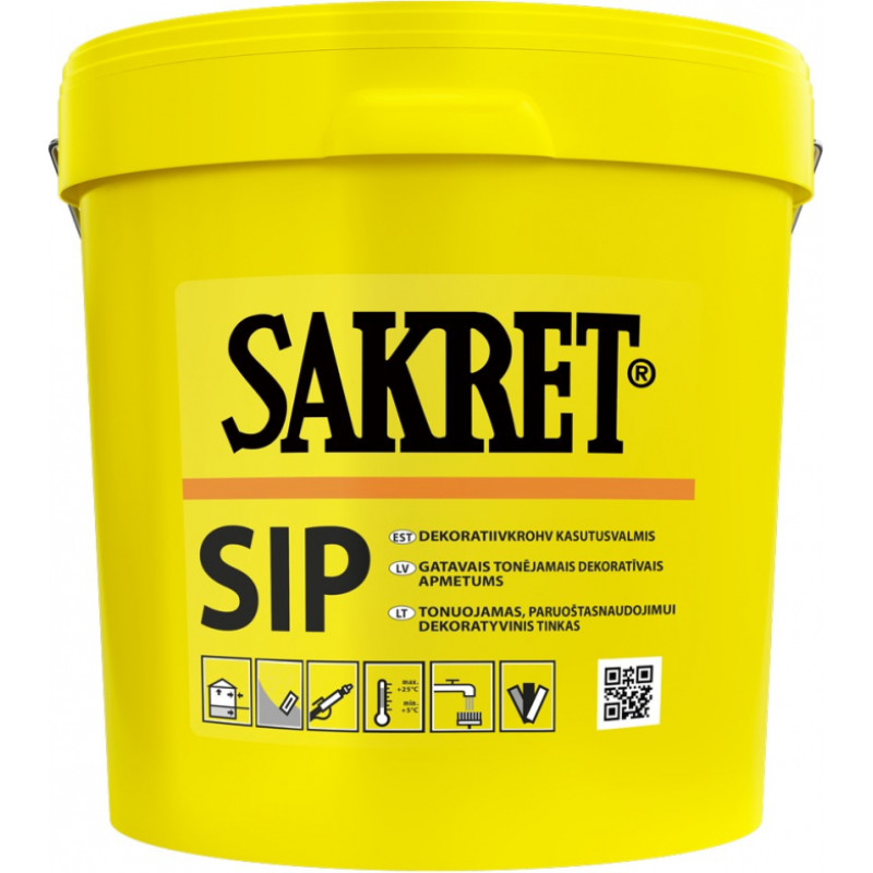 Sakret SIP Gatavais dekoratīvais silikona apmetums, tonējams (biezpiens) 1.5mm, 25kg