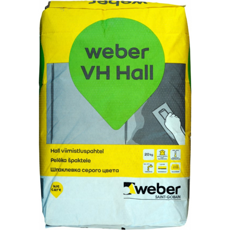 Weber VH Gray pelēka mitrumizturīga nobeiguma špaktele, 20kg